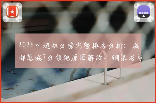 2026中超积分榜完整排名分析：成都蓉城7分领跑原因解读，铜梁龙与英博升级前景对比